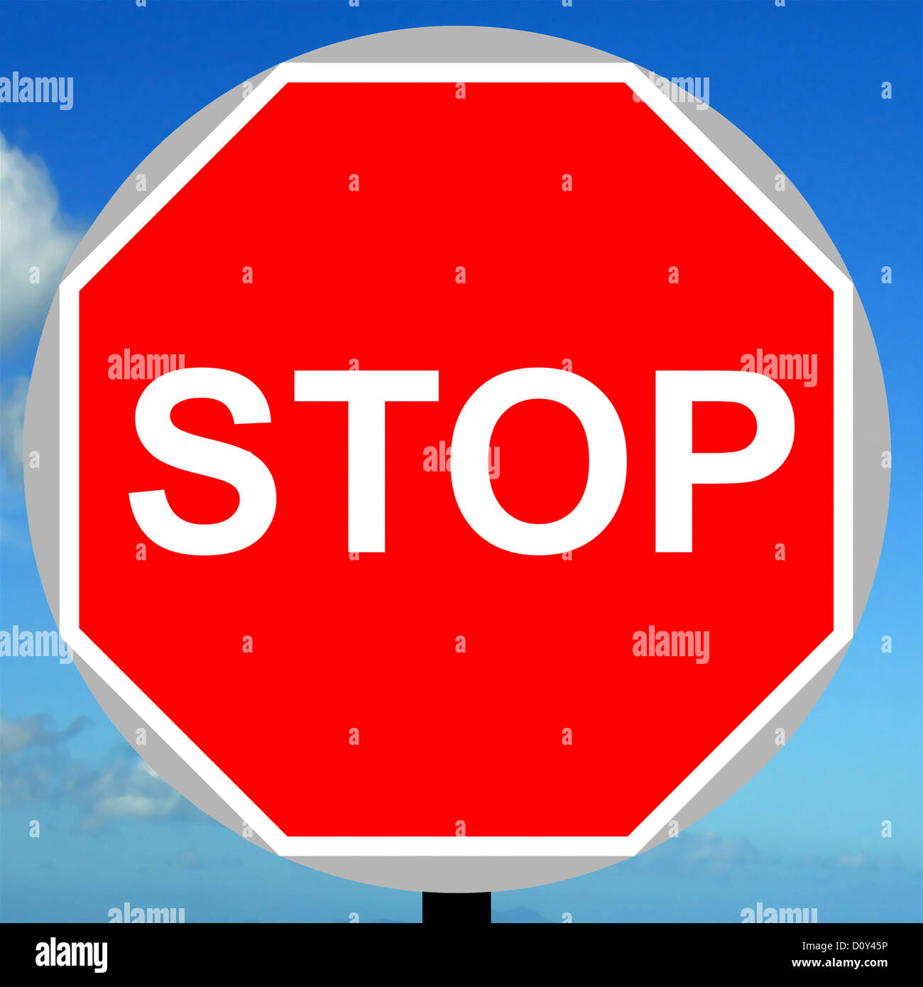 Manually operated temporary stop sign used when the road work are small and finished quickly Stock Photo