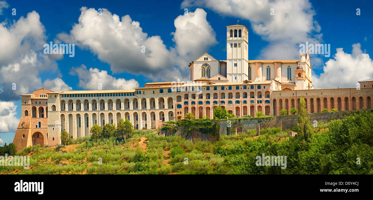 Panoramic View Of Assisi Aith The Papal Basilica Of St Francis Of 