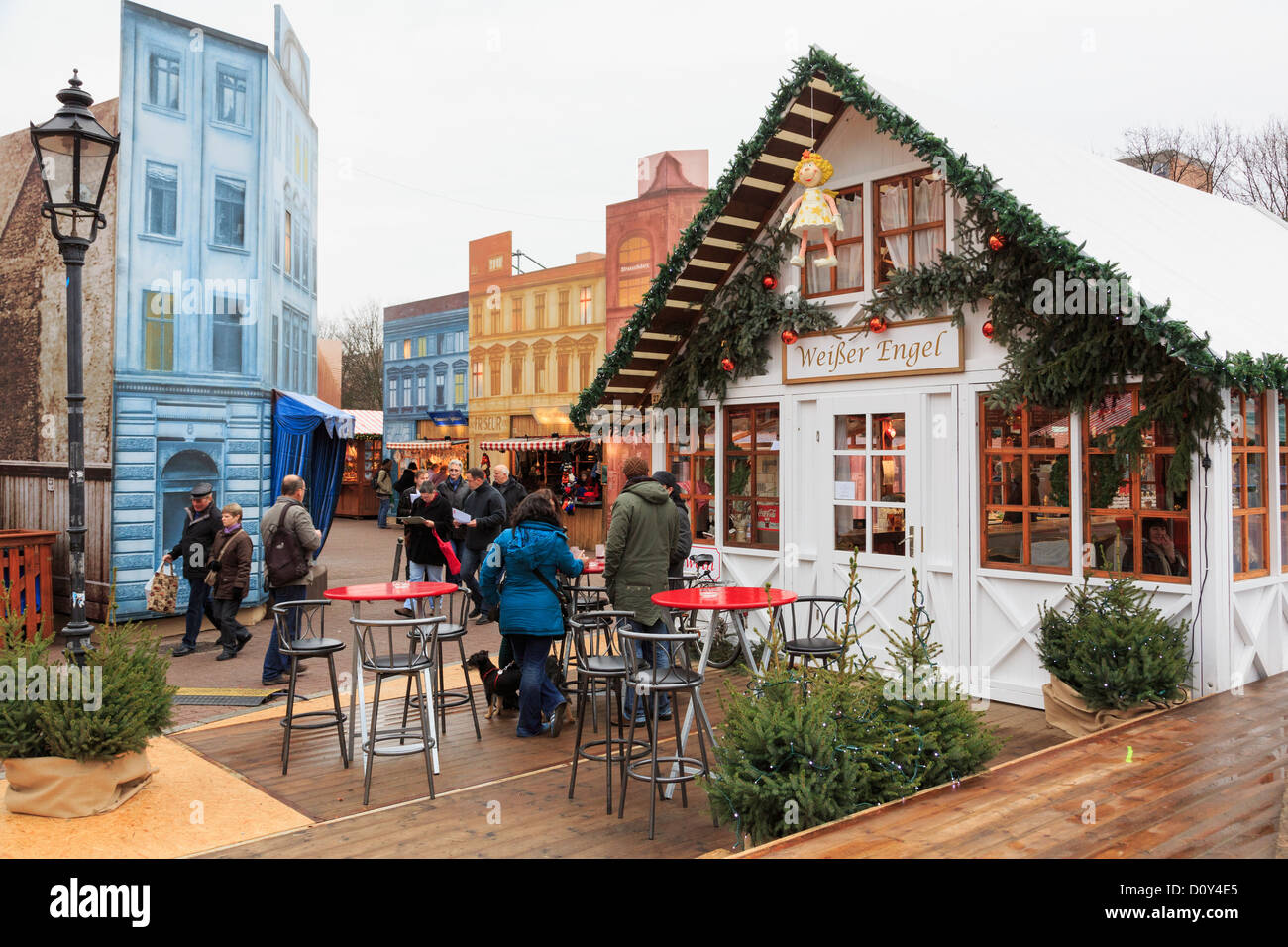 Traditional Christmas market stalls at Alexanderplatz, Berlin city, Germany Stock Photo