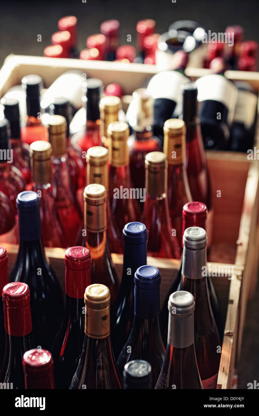 Cases of bottles Stock Photo