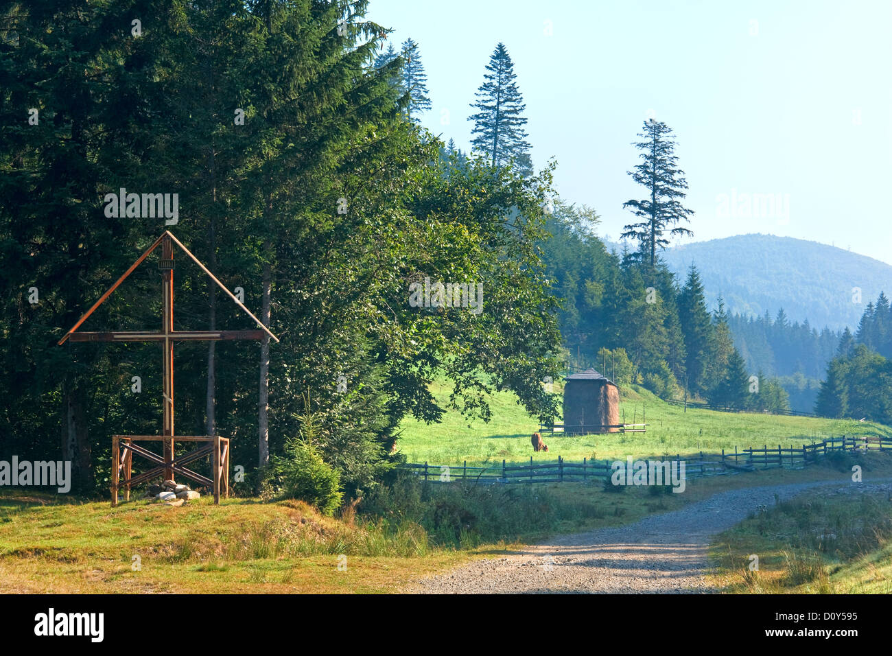 Misty Morning Country Landscape Stock Photo Alamy