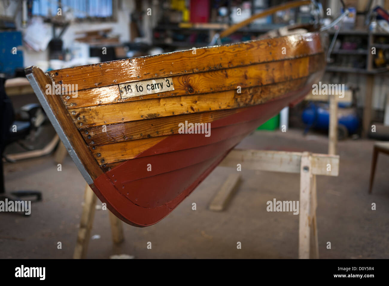 Inside the Keswick Launch boat yard on the edge of Derwent Water Lake