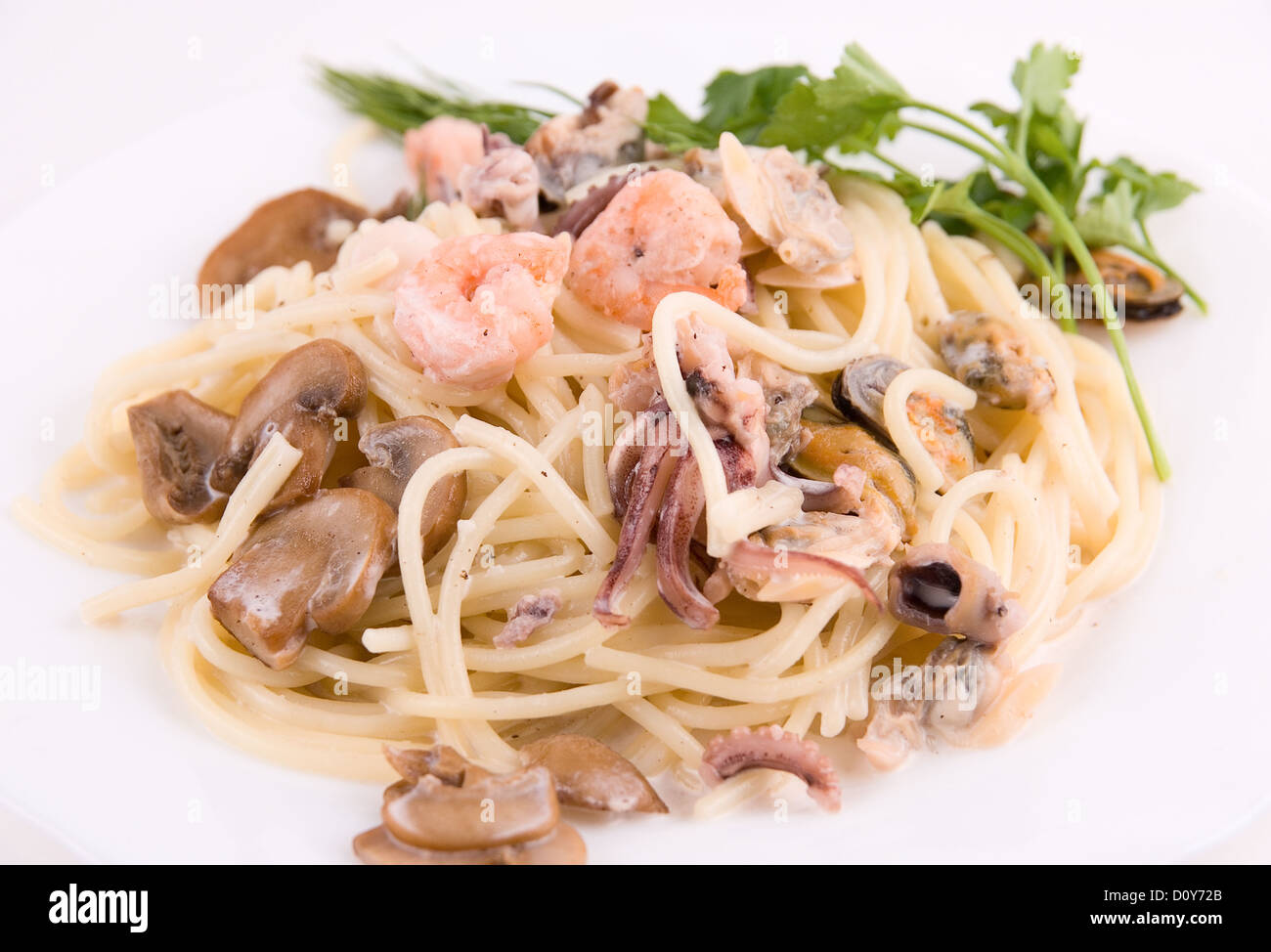 Pasta with seafood Stock Photo Alamy