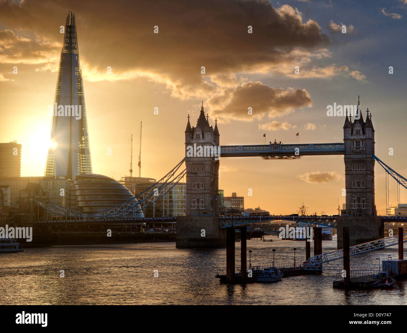 Tower Bridge and The Shard in London Stock Photo