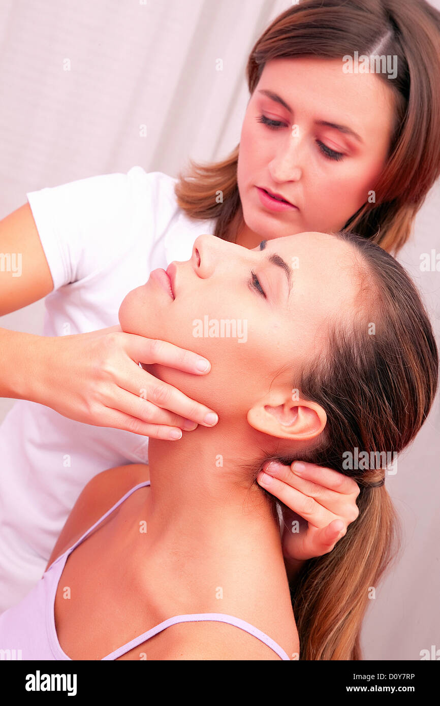 osteopathic technical evaluation for cervical spine Stock Photo