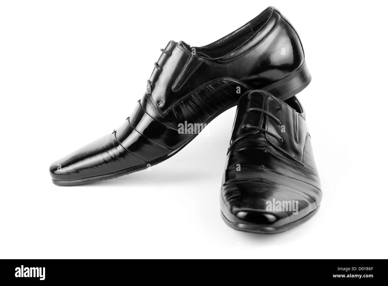 Men's black leather dress shoes Stock Photo Alamy