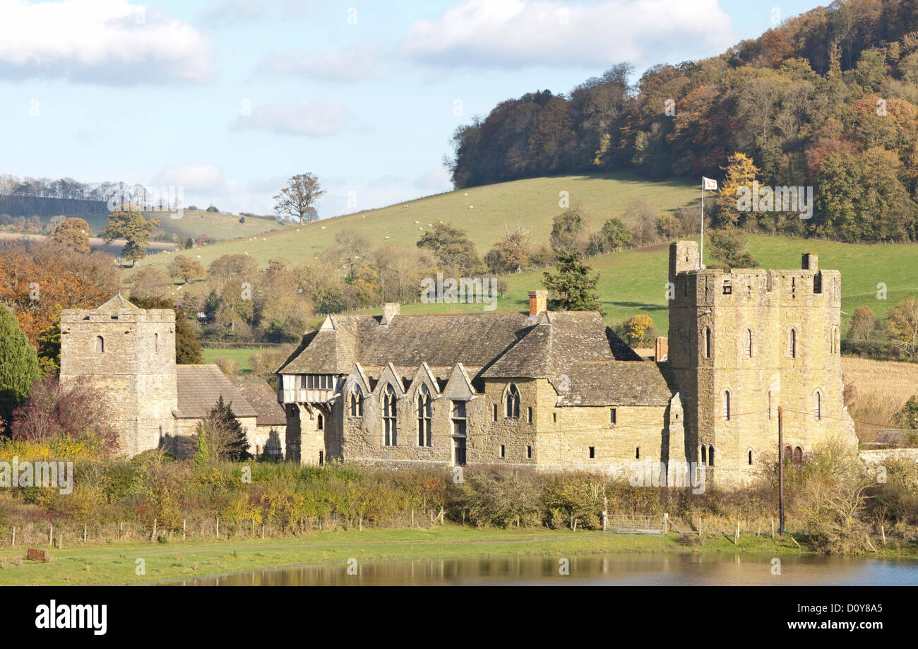 Stokesay Castle a fortified manor house near Craven Arms, Shropshire, England, UK Stock Photo