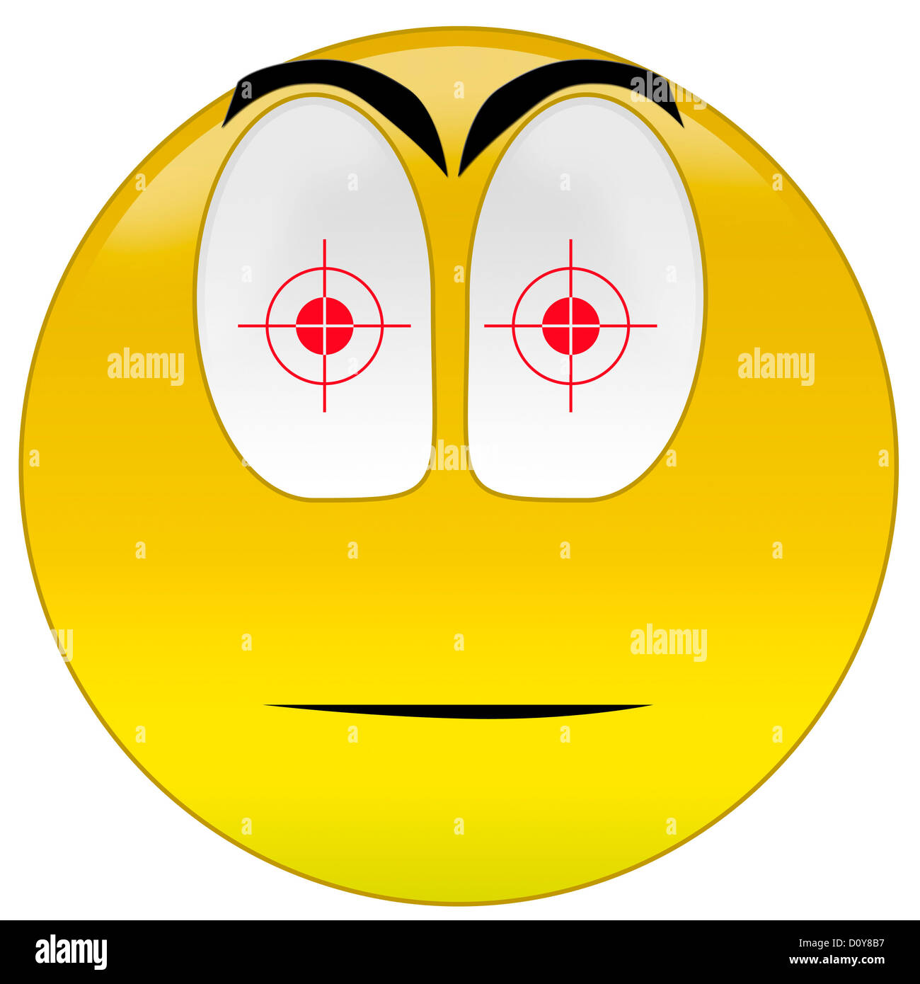 Smiley with target signs at eyes Stock Photo Alamy
