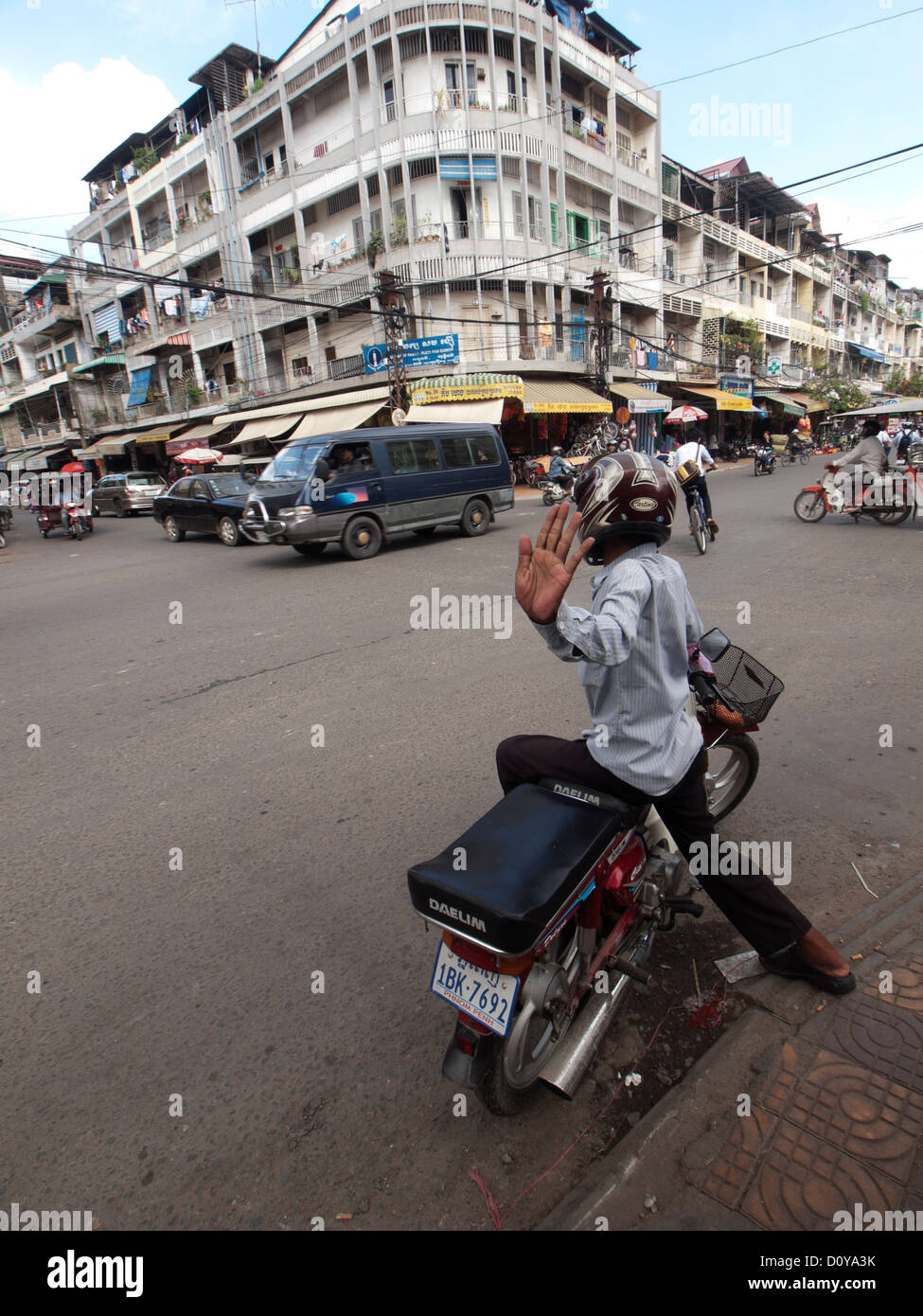 Phnom Penh traffic scene Stock Photo