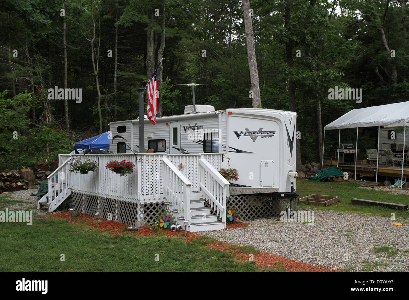 Massachusetts campground campsite Stock Photo Alamy
