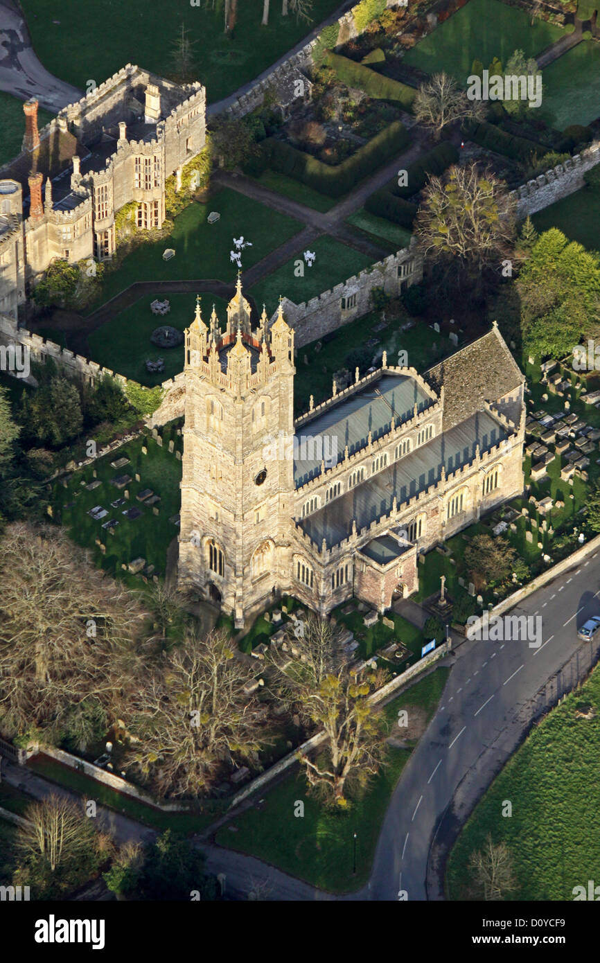 aerial view of the Saint Mary the Virgin Parish Church in Thornbury, Gloucestershire Stock Photo