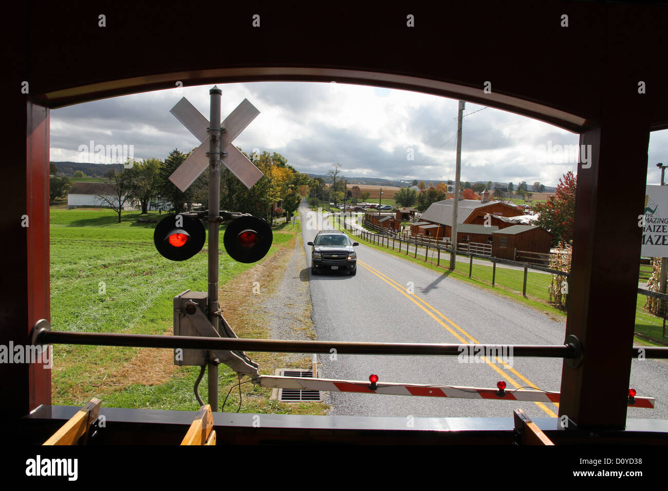 Railroad Crossing Stock Photo