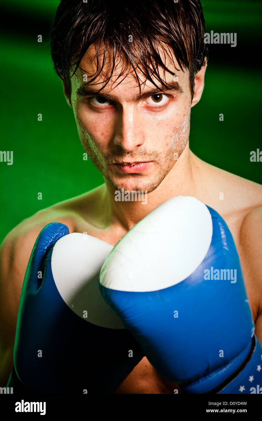 Boxing. Man in boxing gloves Stock Photo
