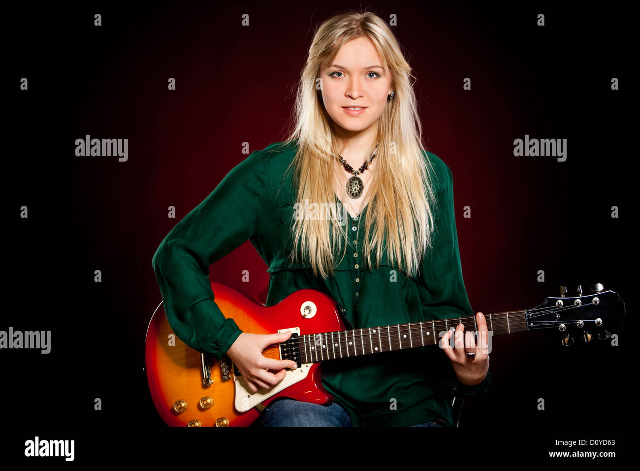 girl with a guitar Stock Photo