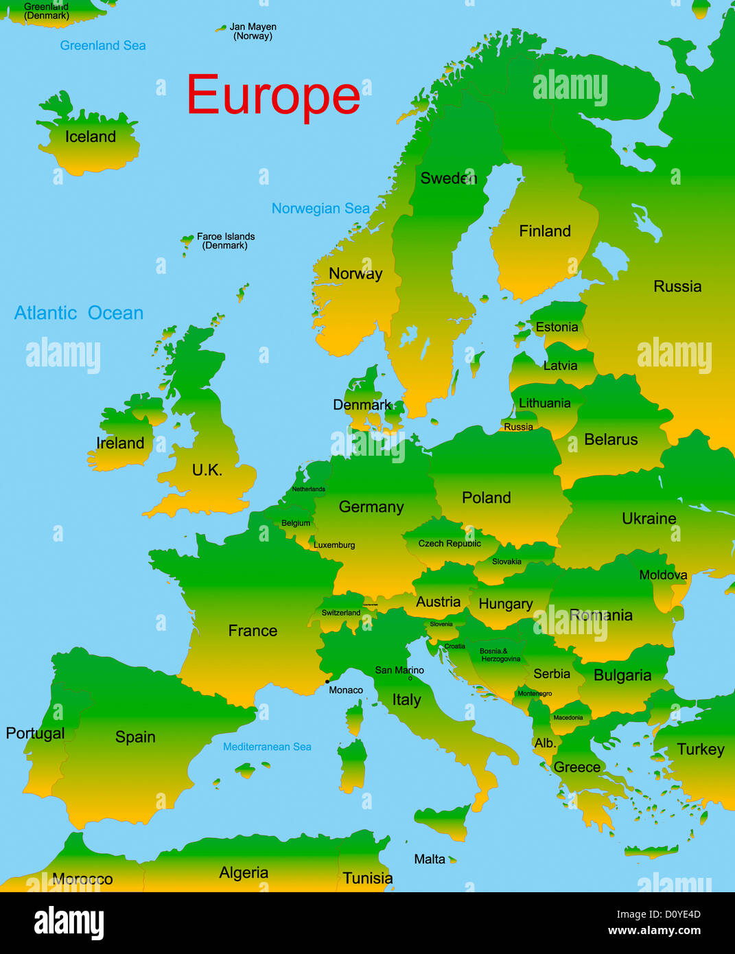 map of european continent Stock Photo Alamy