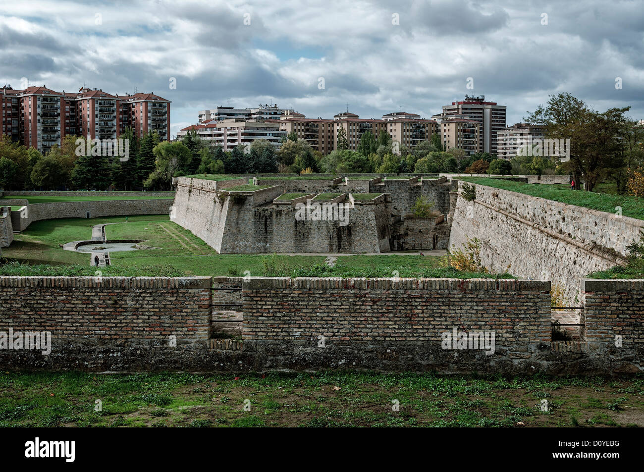 Moat of the citadel, in the Pamplona city of Navarra, Spain. Stock Photo