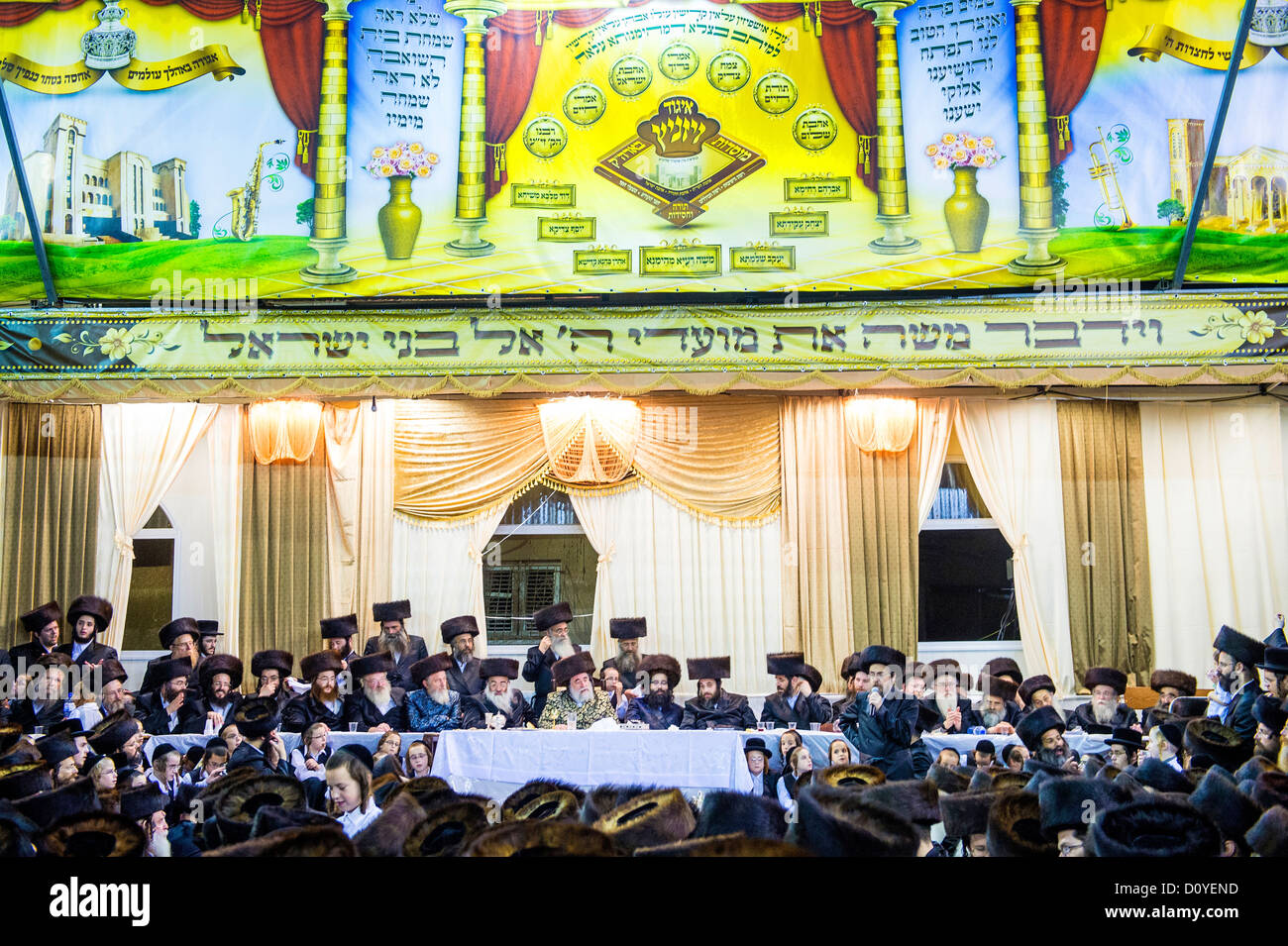Orthodox Jews from the Hasidic dynasty Vizhnitz celebrates Simchat beit