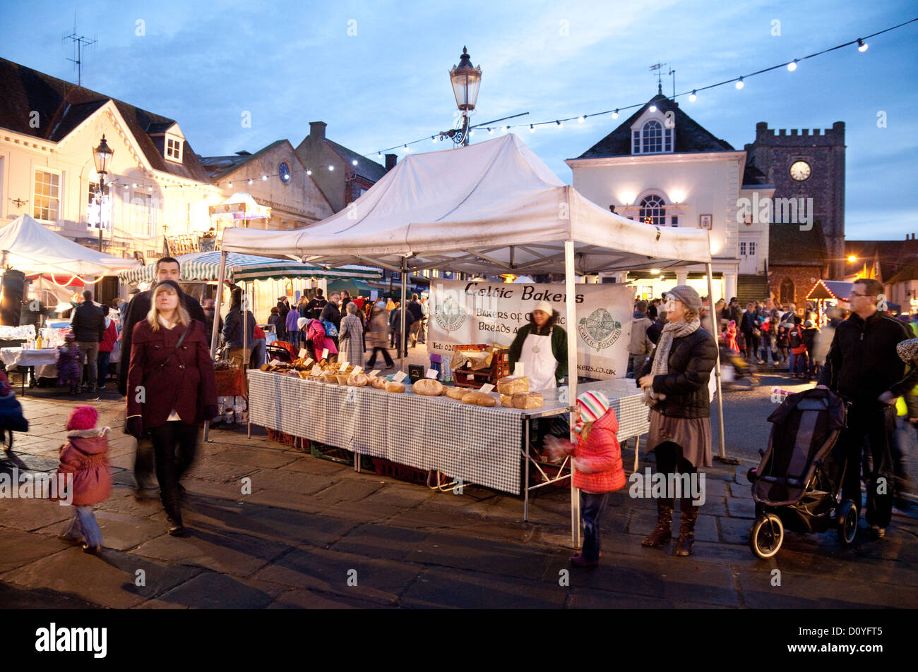 stalls at Wallingford Christmas market, Oxfordshire Britain UK Stock