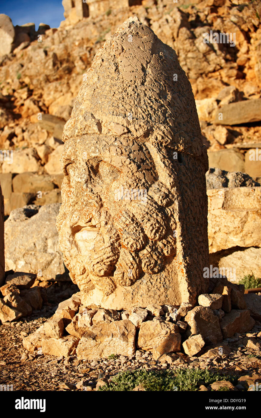 Pictures & Images of the statues of around the tomb of Commagene King Antochus 1 on the top of Mount Nemrut, Turkey. Stock Photo