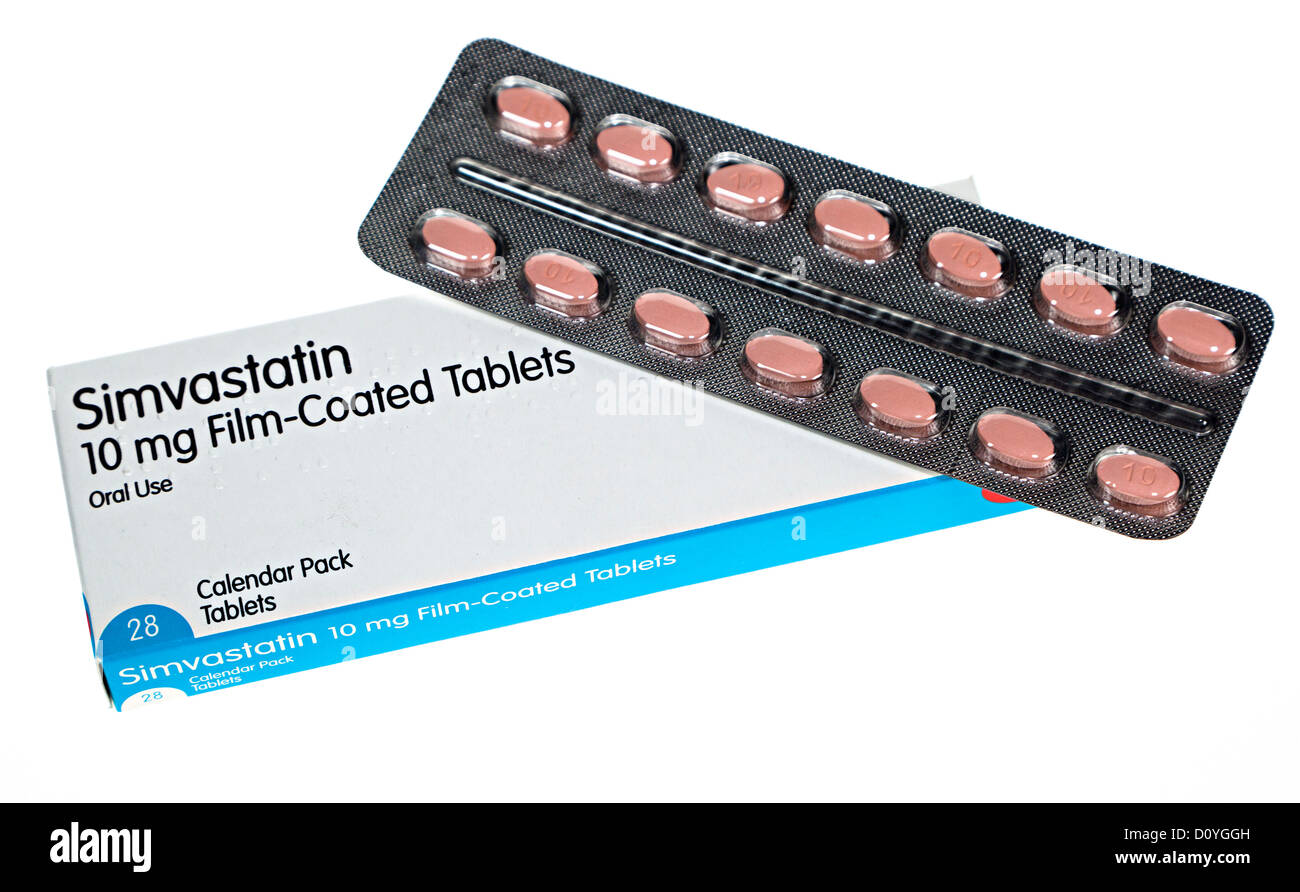 Simvastatin statin tables and packet, UK Stock Photo Alamy