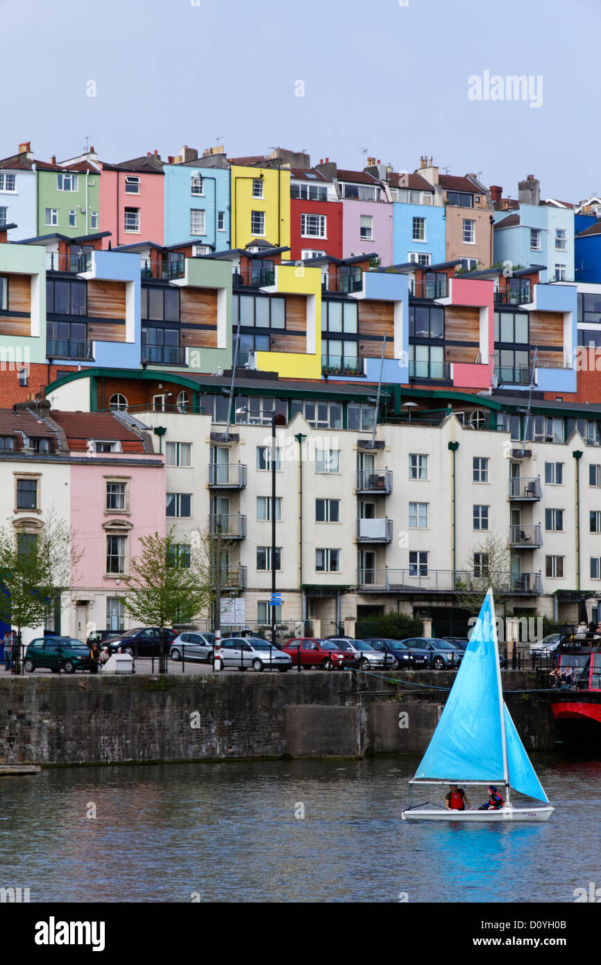Colourful terraced houses at Harbourside, Bristol, Somerset Stock Photo