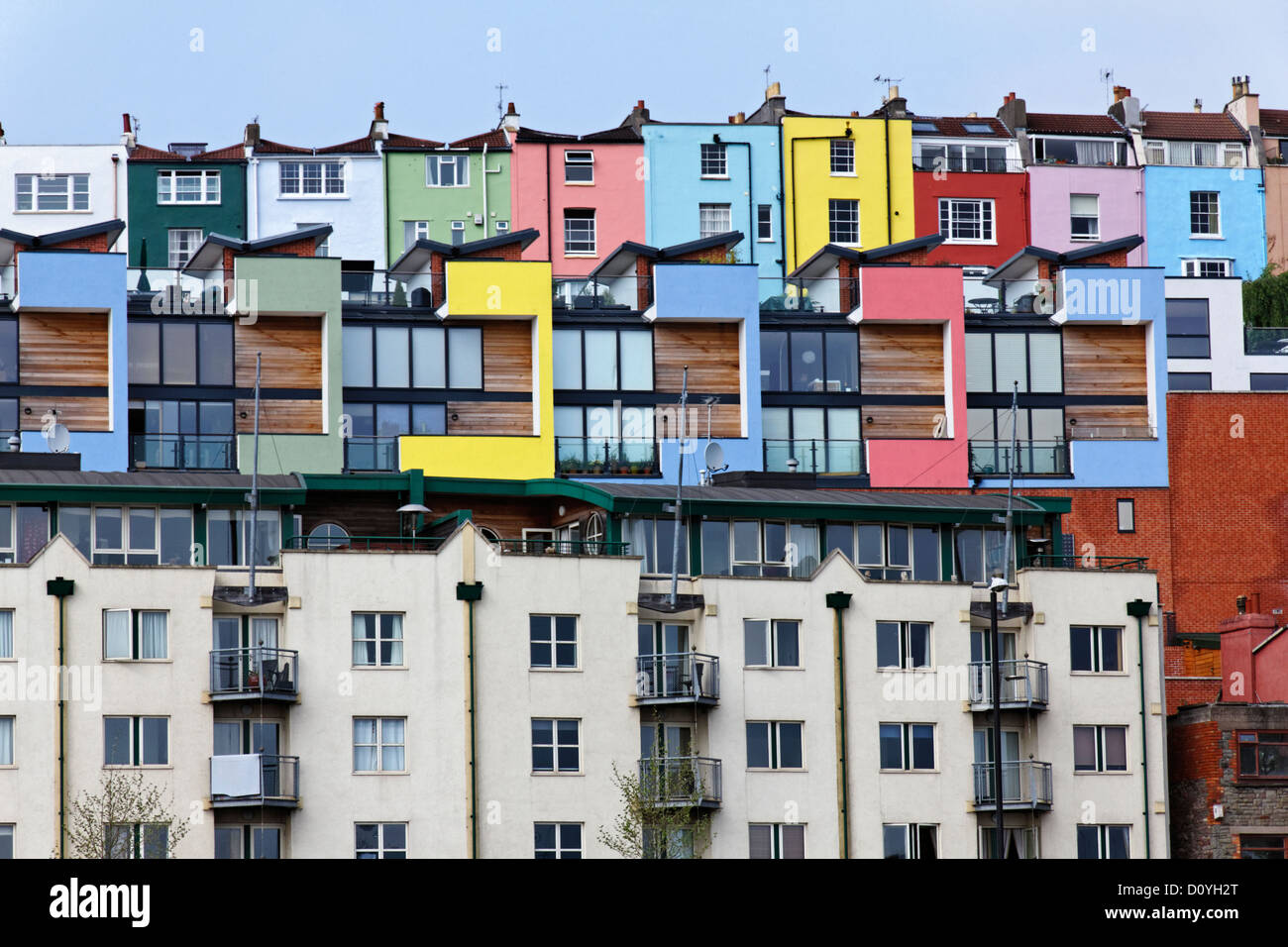 Colourful terraced houses at Harbourside, Bristol, Somerset Stock Photo