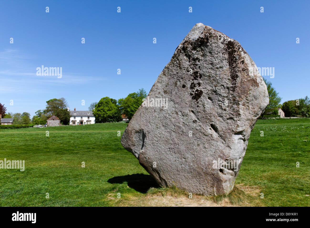 Neolithic standing stone in the Avebury Ring, Avebury, Wiltshire, England Stock Photo