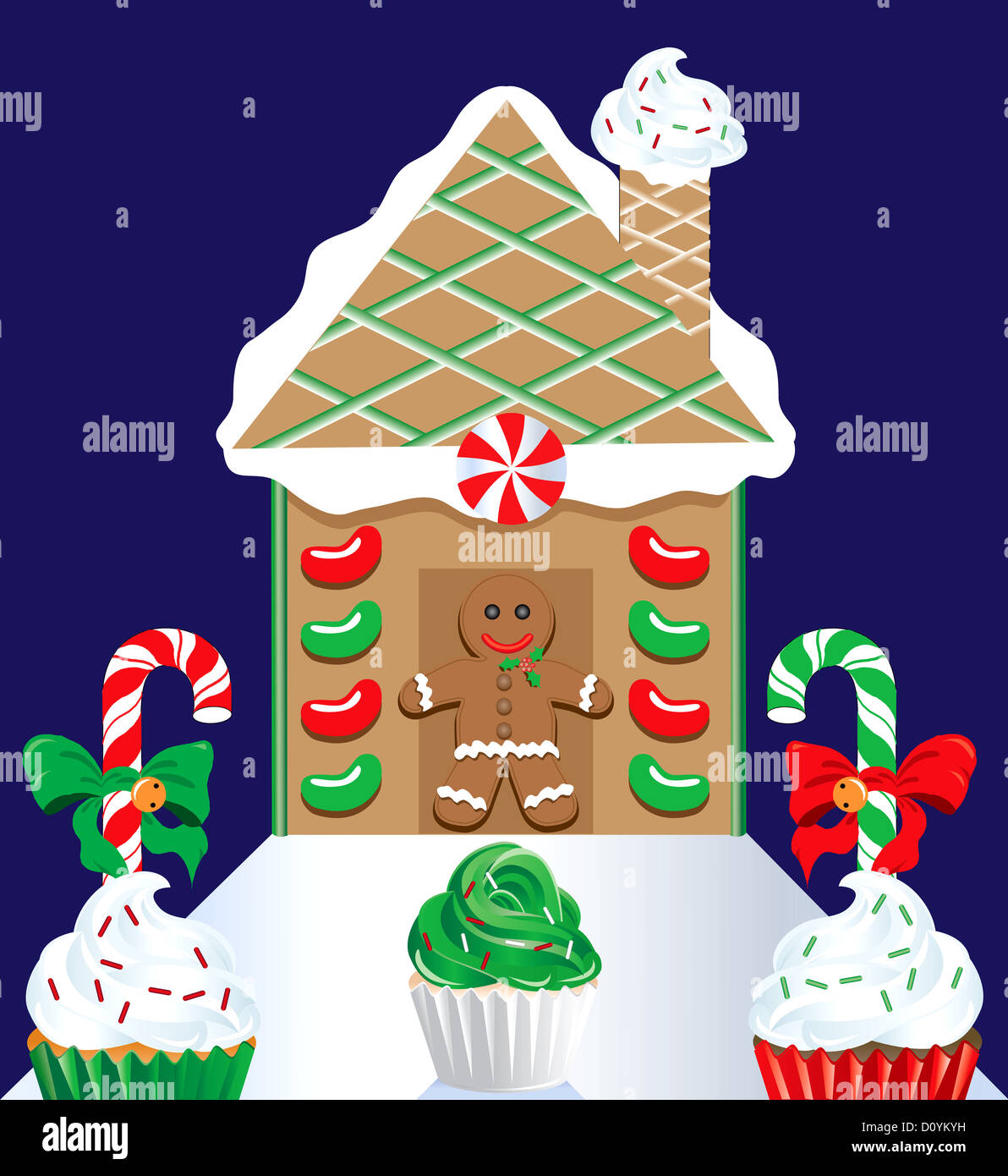 Illustration of a Christmas Gingerbread House Stock Photo - Alamy