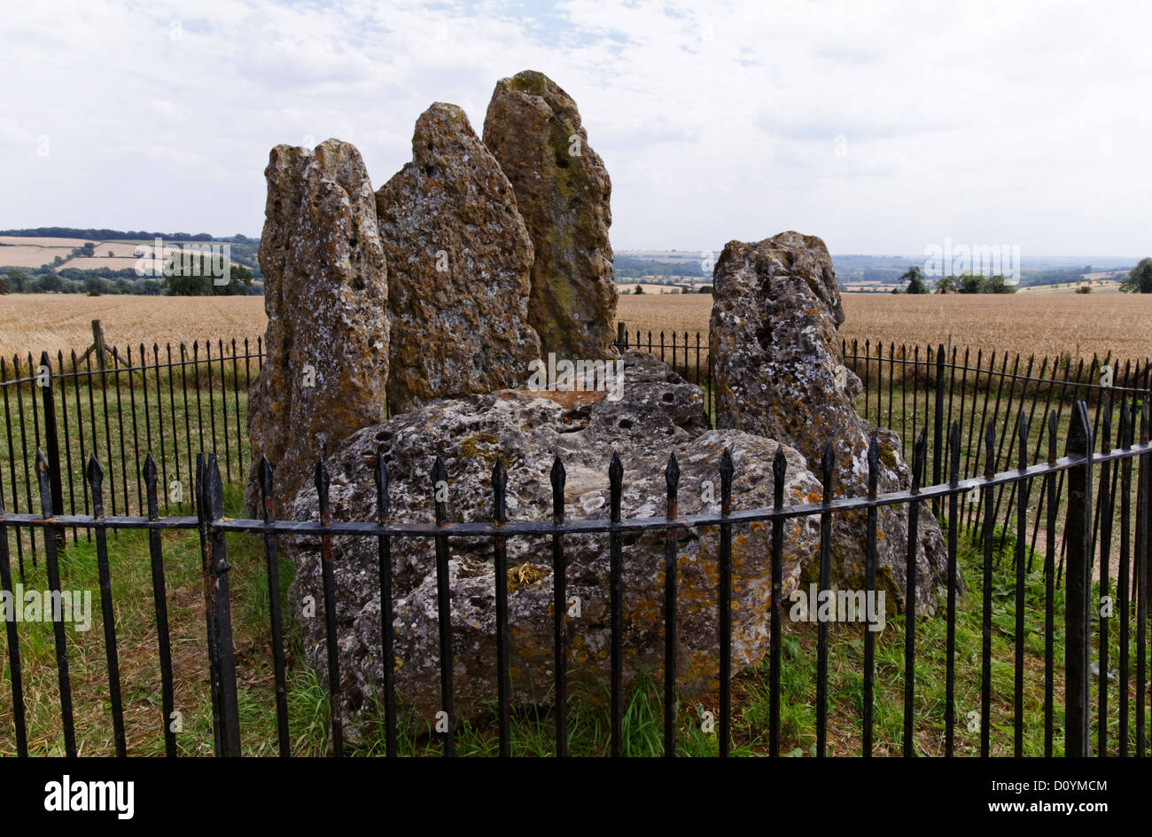 The Whispering Knights, part of the Rollright group of standing stones in Oxfordshire, England Stock Photo