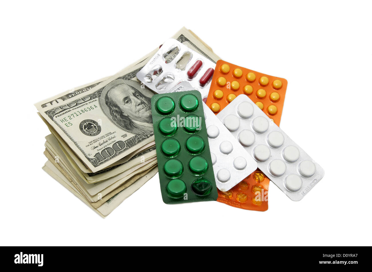 Dollars and pills Stock Photo