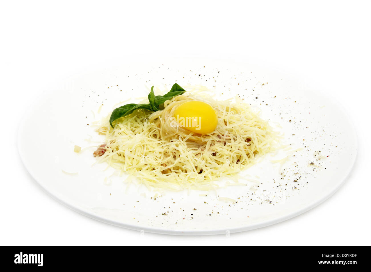 spaghetti with egg Stock Photo
