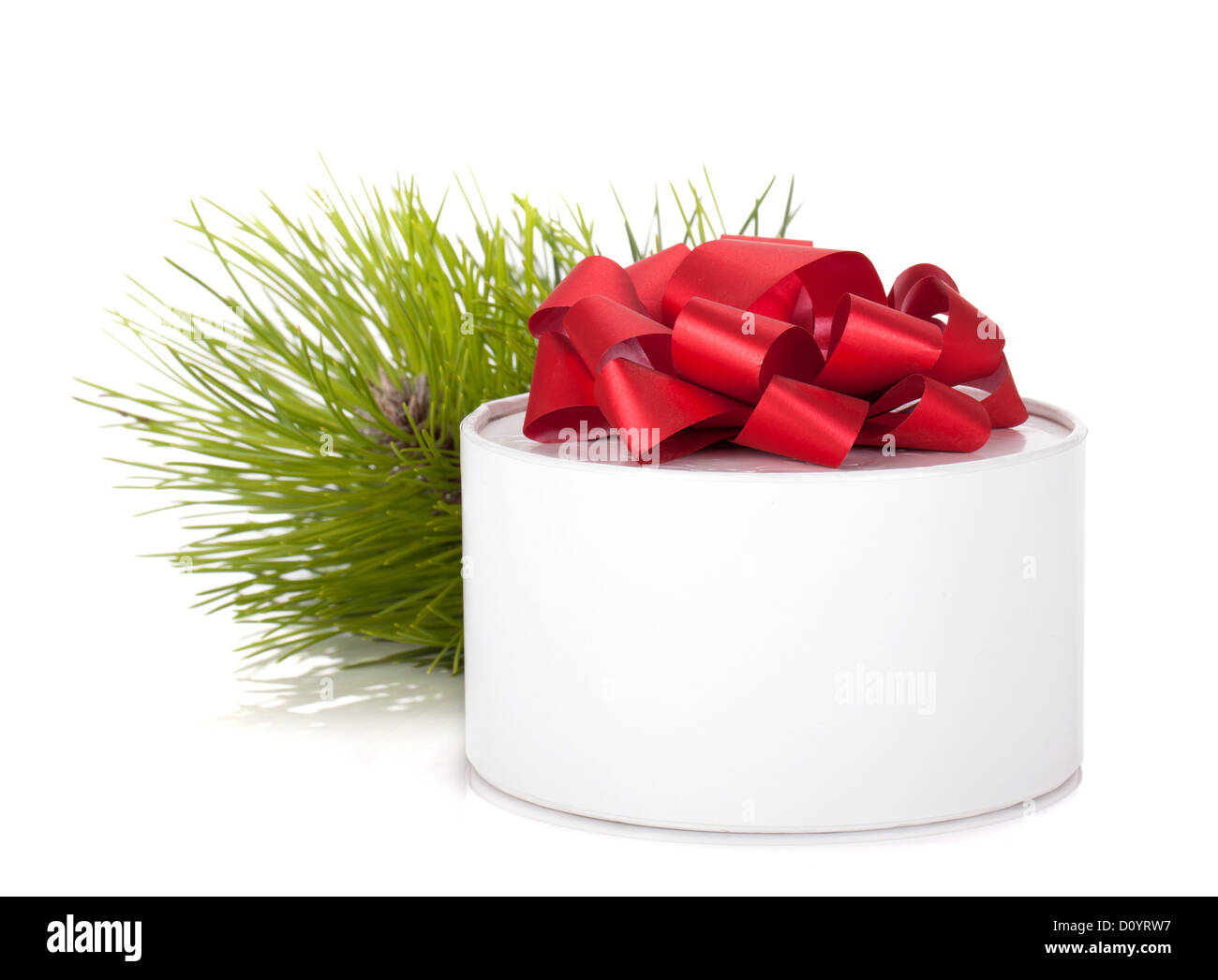 Gift box and christmas fir tree. Isolated on white background Stock ...