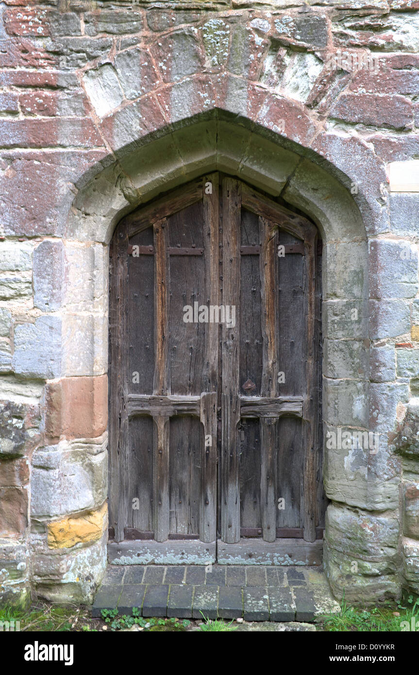 Medieval wooden arched doorway, England, UK Stock Photo