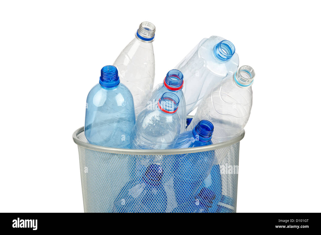 Empty plastic water bottles on white Stock Photo Alamy