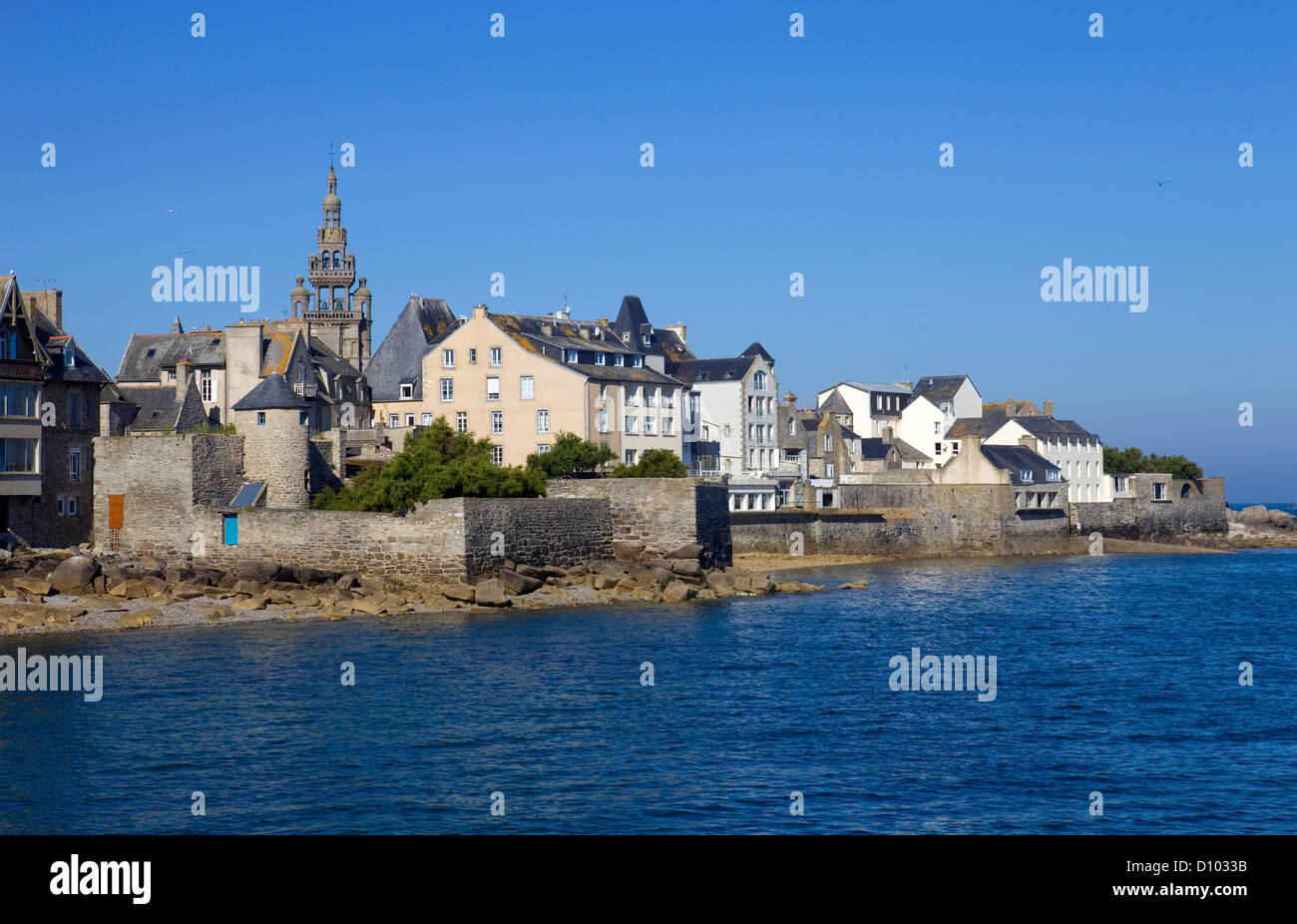 the town of Roscoff in coast of the north of France Stock Photo
