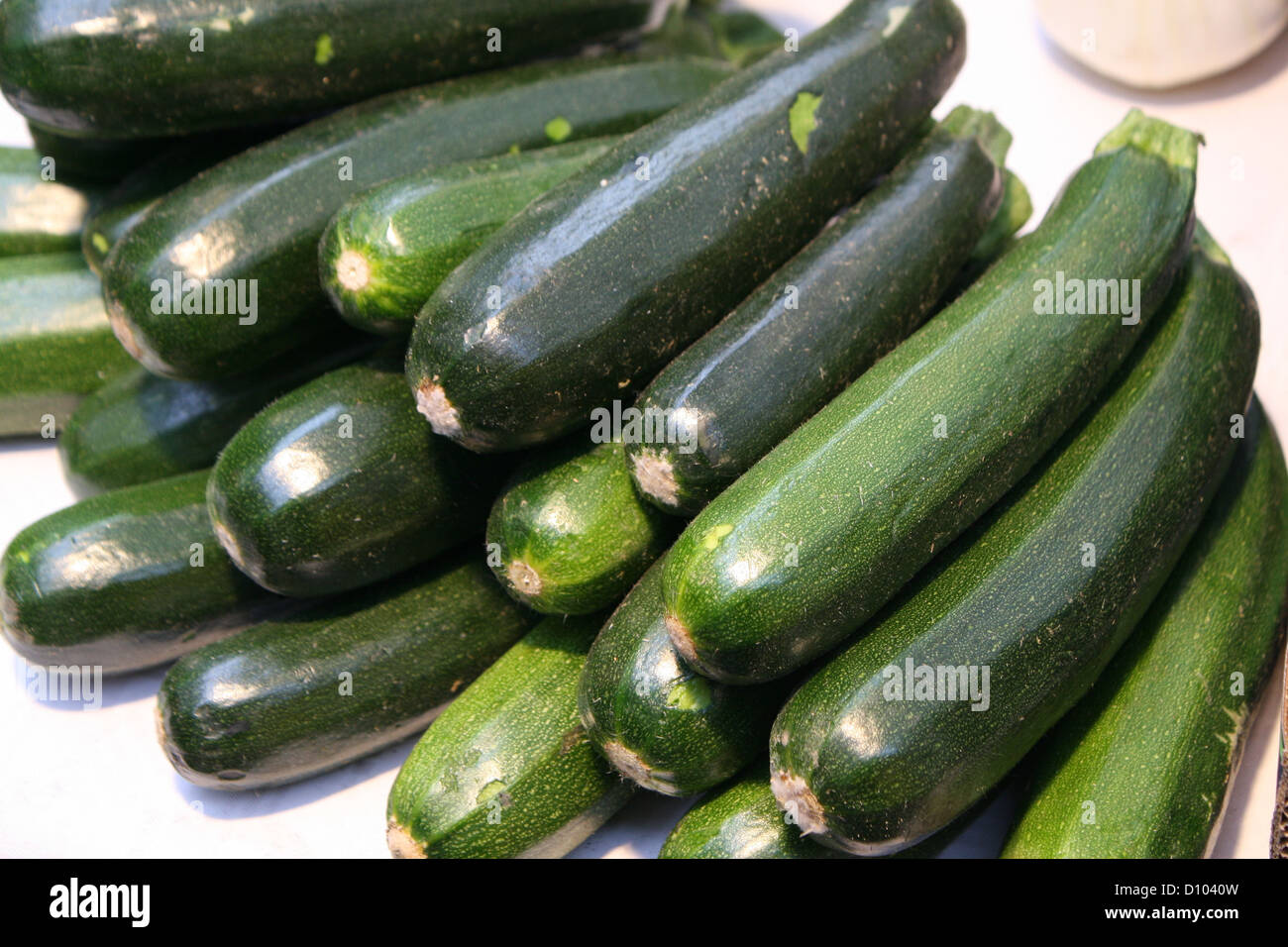 green squash in baskets for sale at the market of fruit Stock Photo Alamy