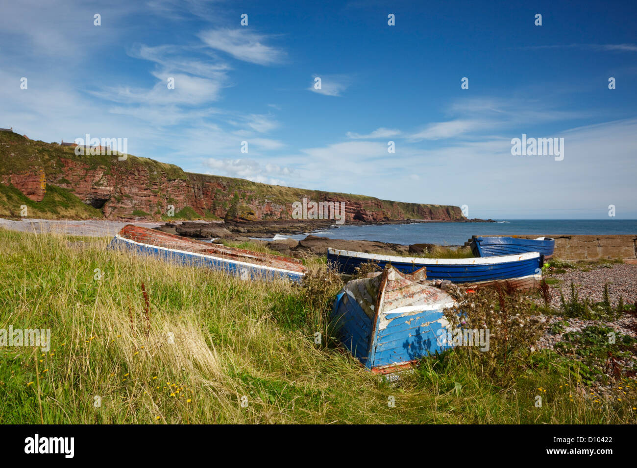 Fishing boats at Auchmithie, Angus, Scotland Stock Photo