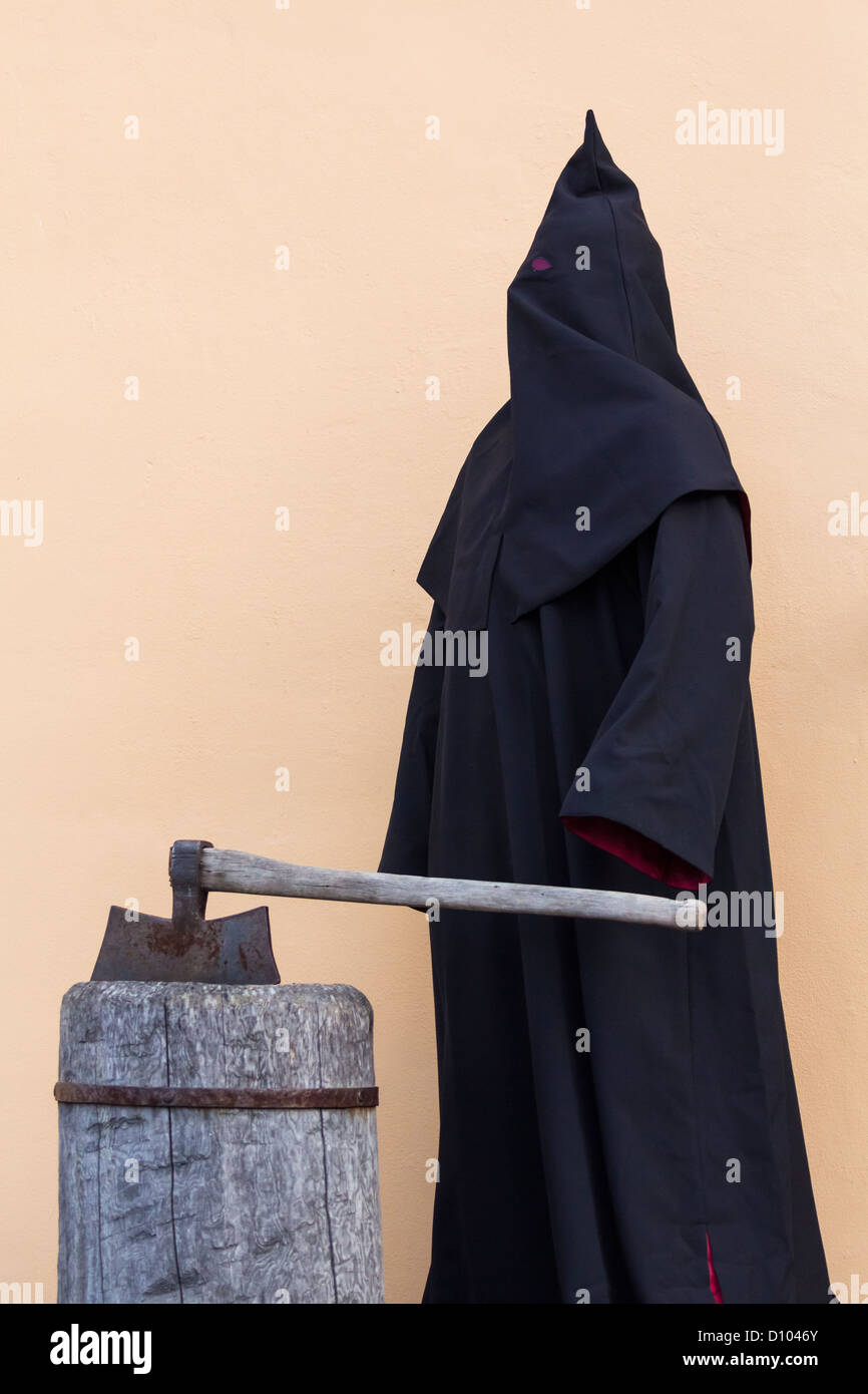 Executioner outside a torture museum at Peter and Paul Fortress, St Petersburg, Russia Stock Photo