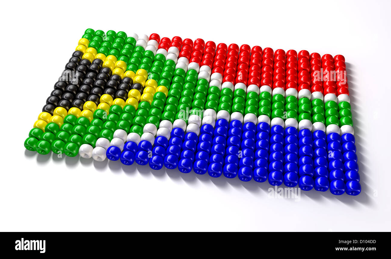 A traditional zulu beaded south african flag on an isolated background Stock Photo