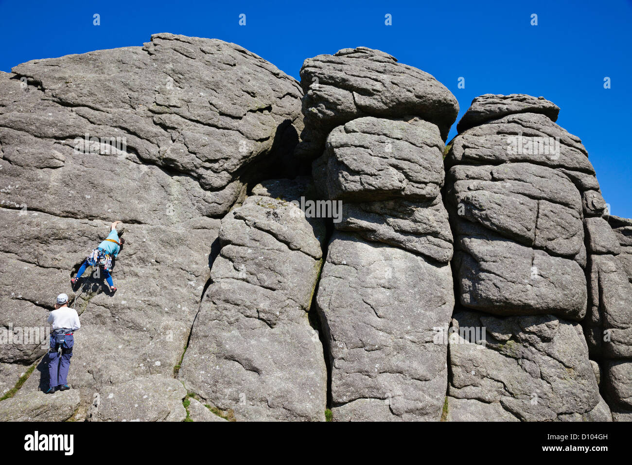 England, Devon, Dartmoor, Haytor, Rock Climbing Stock Photo Alamy