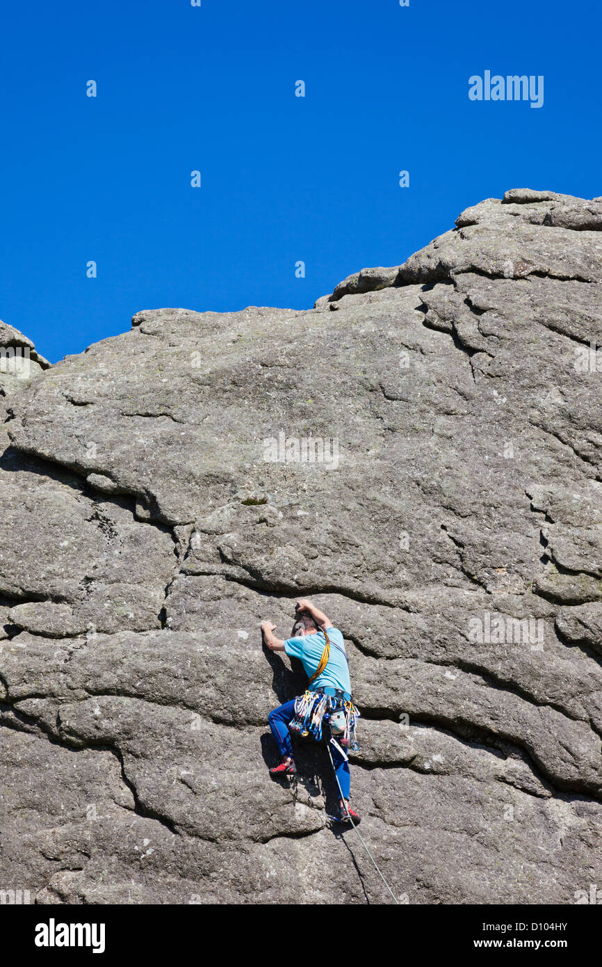 England, Devon, Dartmoor, Haytor, Rock Climbing Stock Photo Alamy