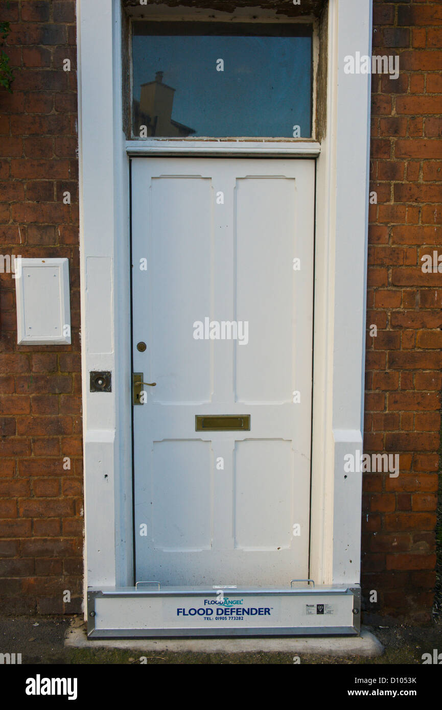 Front door with Flood Defender barrier in place at Tenbury Wells  Worcestershire England UK Stock Photo - Alamy