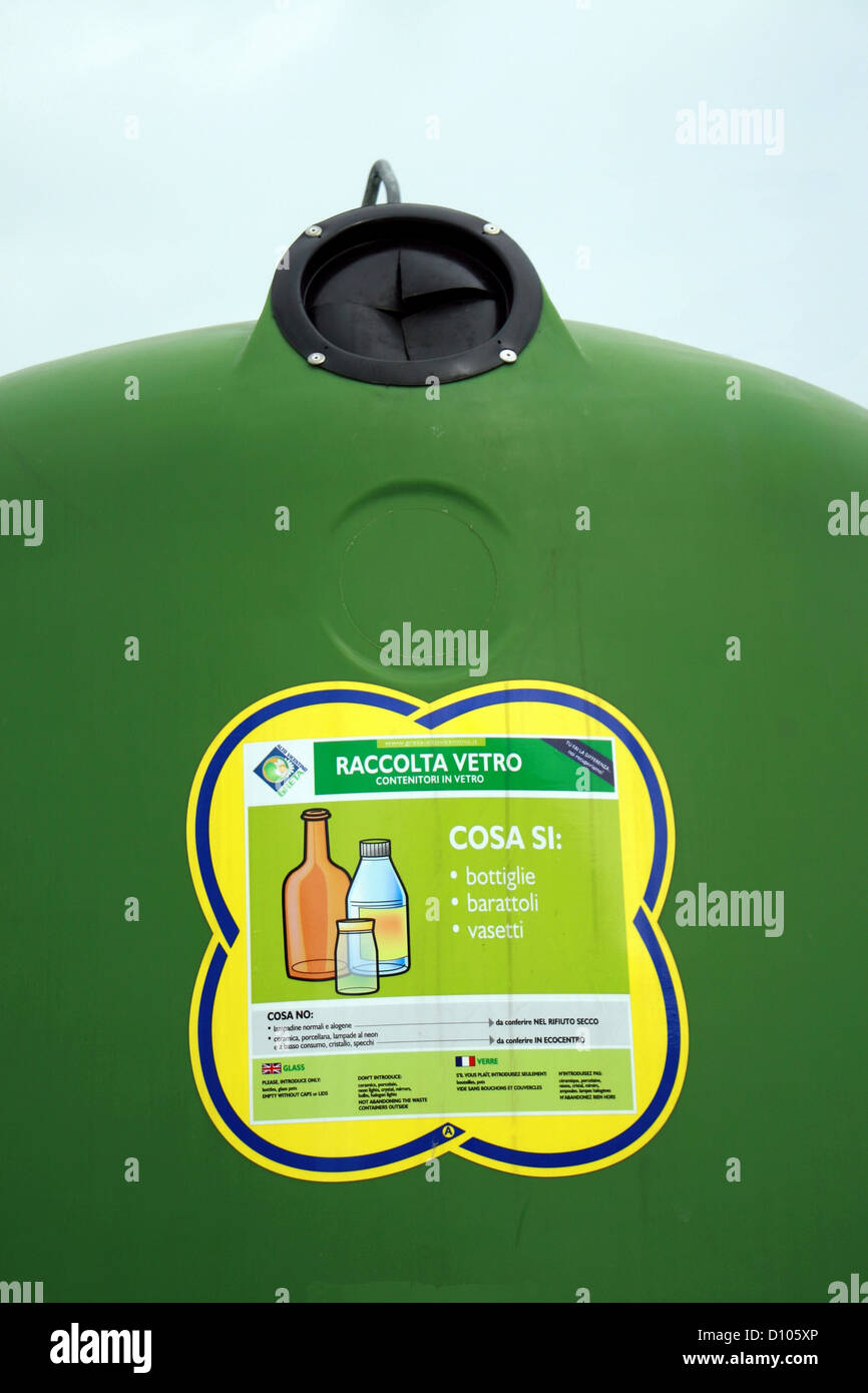 containers for waste collection of glass bottles and cans 2 Stock Photo Alamy