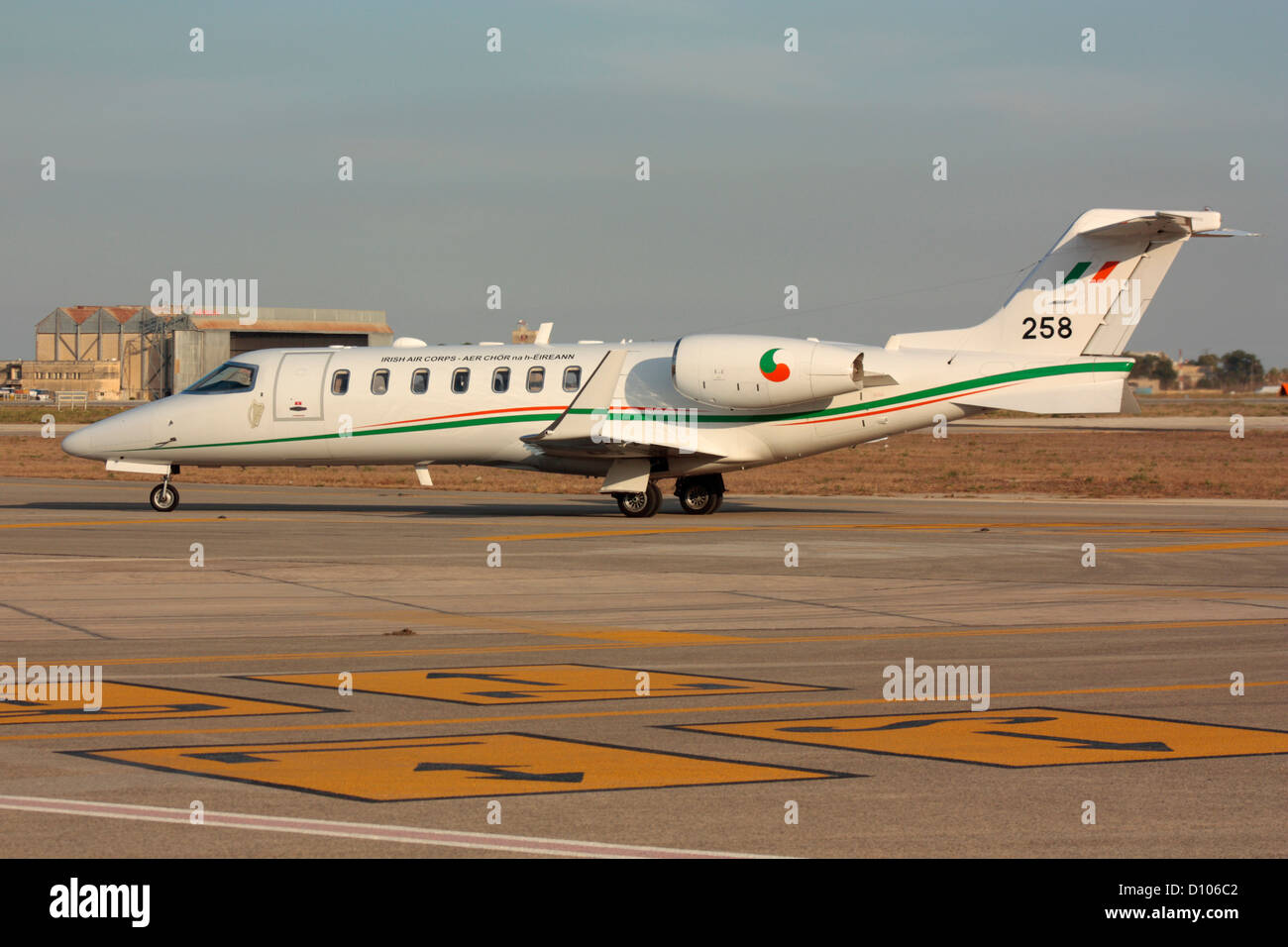 Irish Air Corps Learjet 45 VIP transport on arrival in Malta. State diplomacy, foreign affairs and official travel. Stock Photo