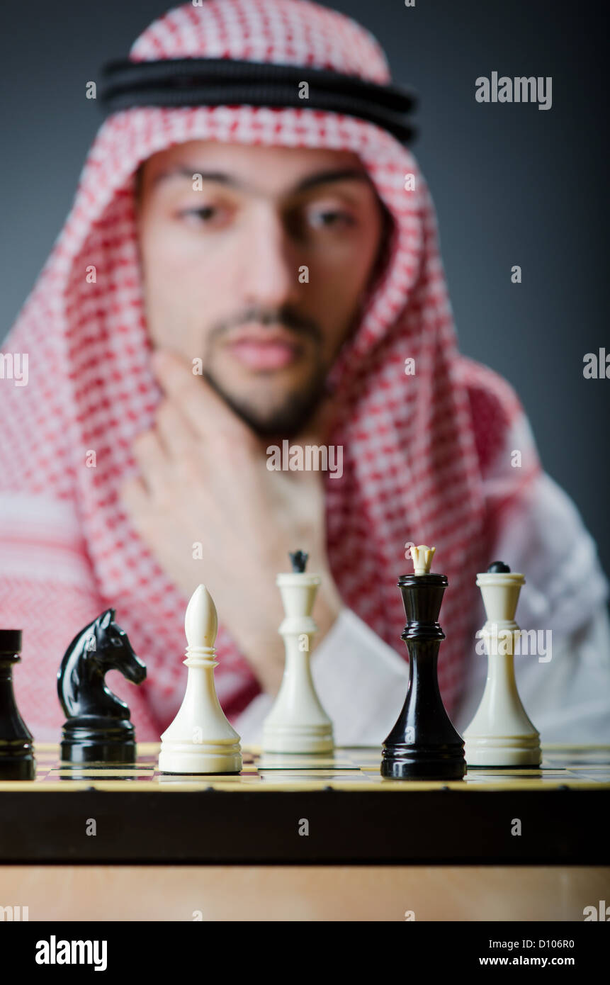 Chess player playing his game Stock