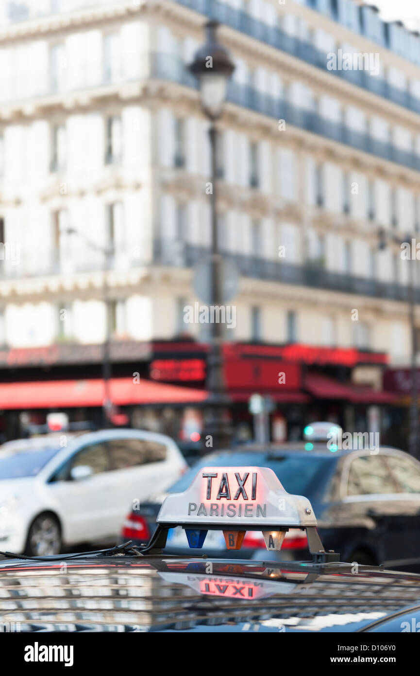 Paris, France: Taxi cab on a city street Stock Photo
