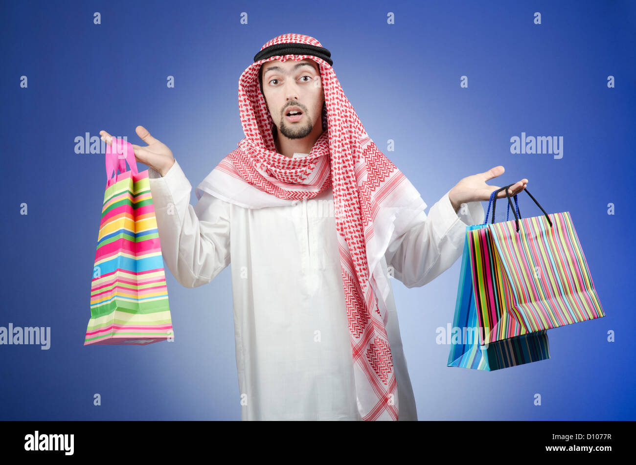 Arab with the gift bags Stock Photo