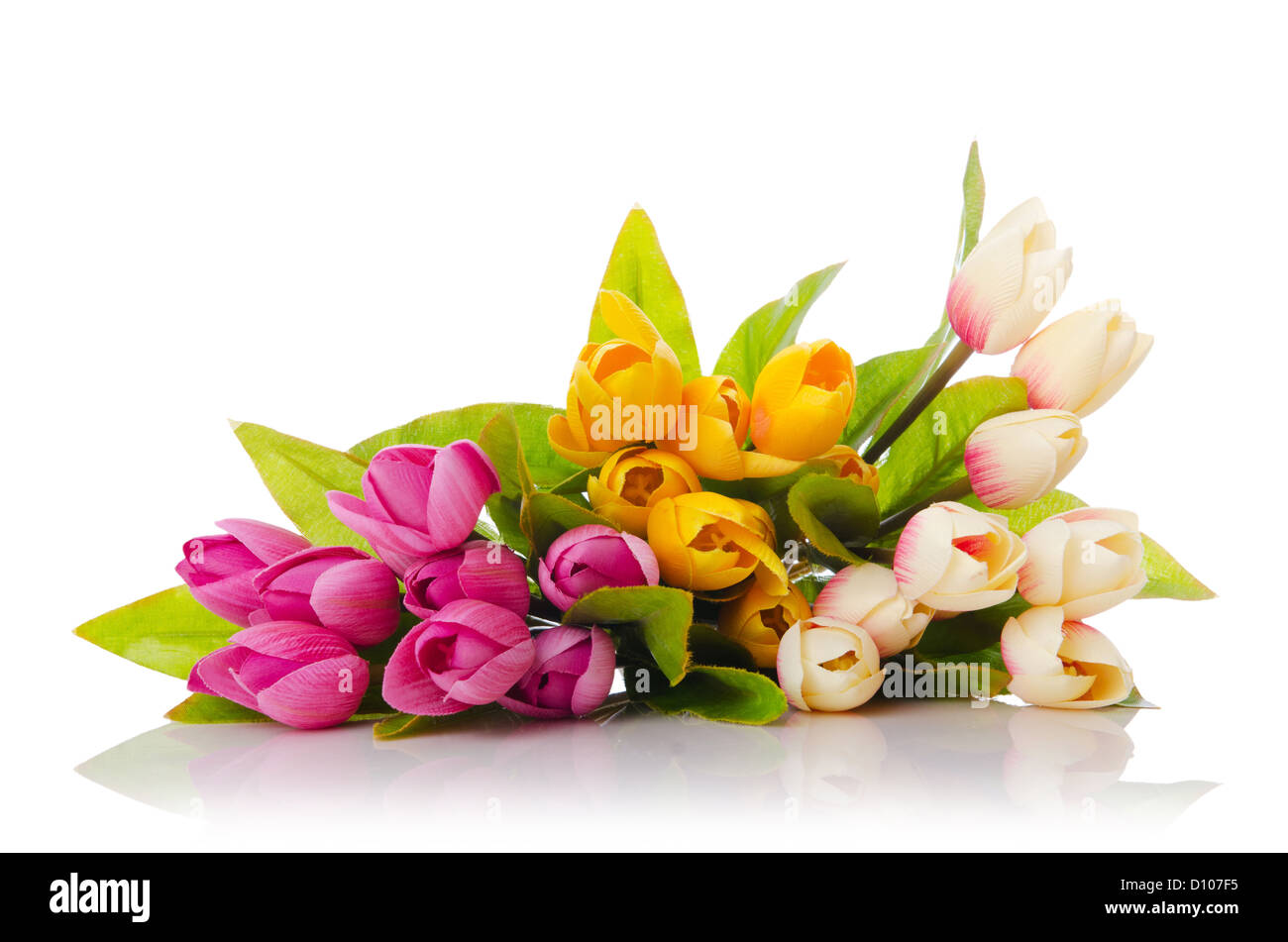 Yellow tulips garden background Cut Out Stock Images & Pictures - Alamy