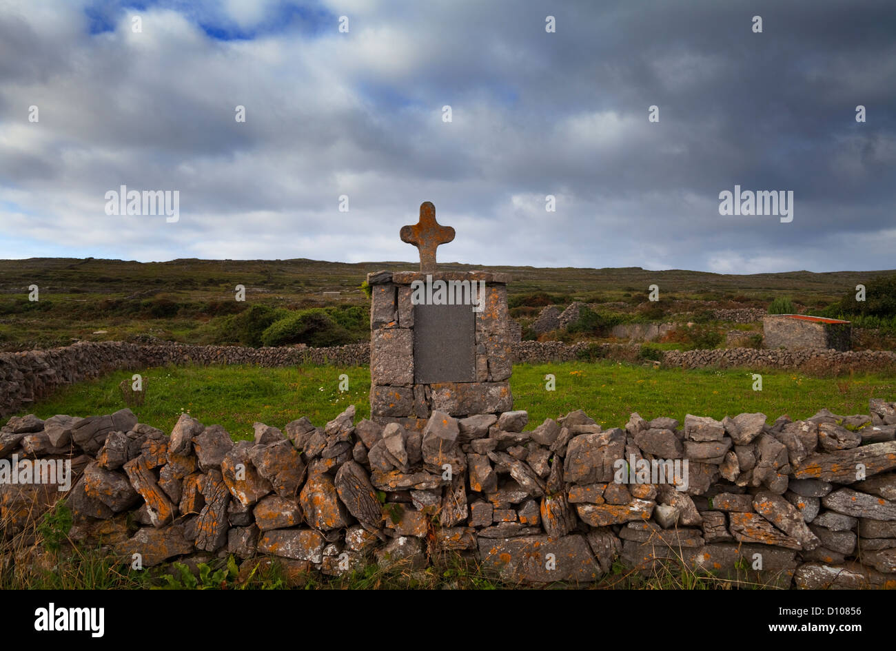Memorial to drowned fisherman near  Kilronan village, Inishmore, The Aran Islands, County Galway, Ireland Stock Photo