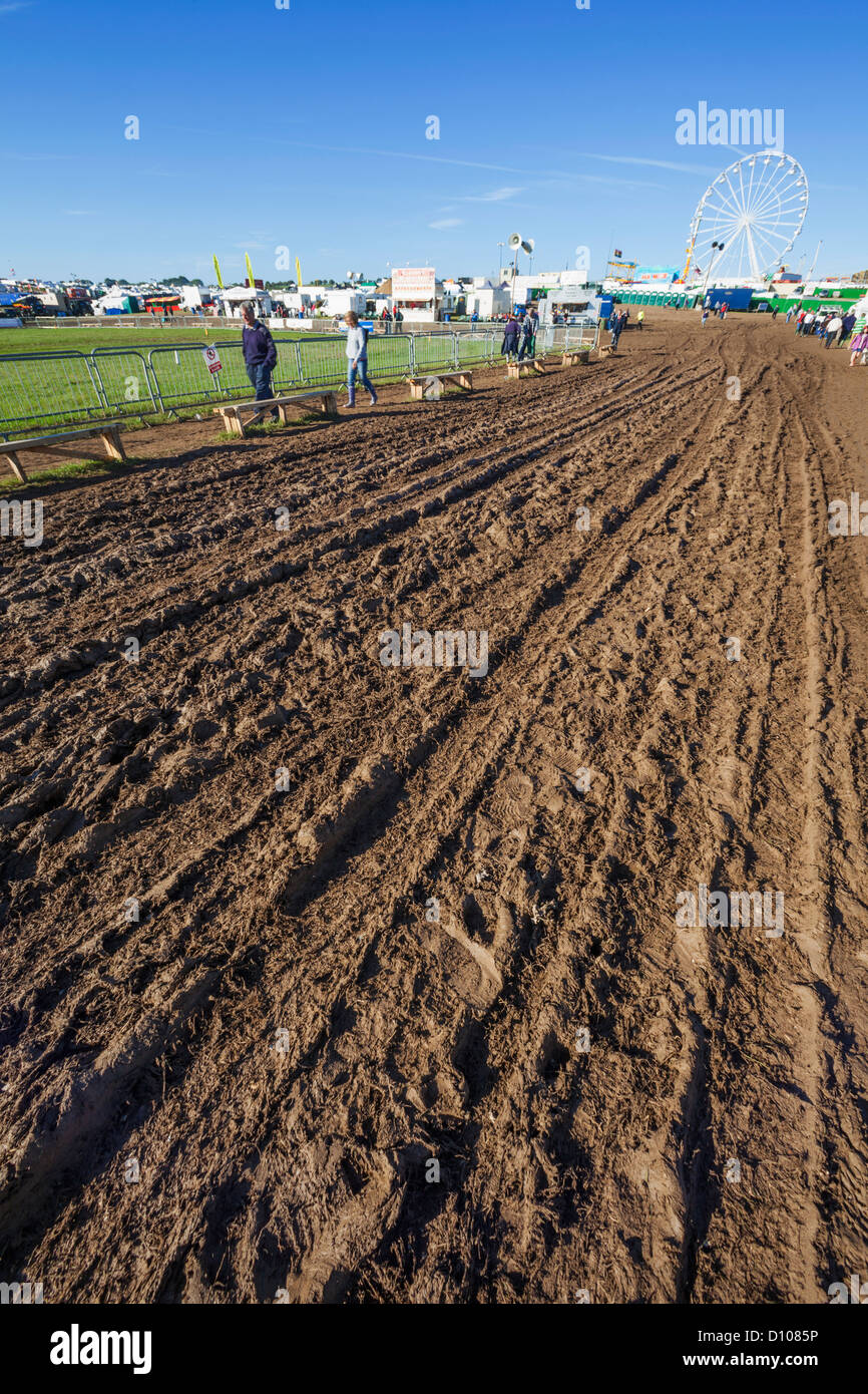 England, Dorset, Blanford, The Great Dorset Steam Fair, Muddy Field Stock Photo